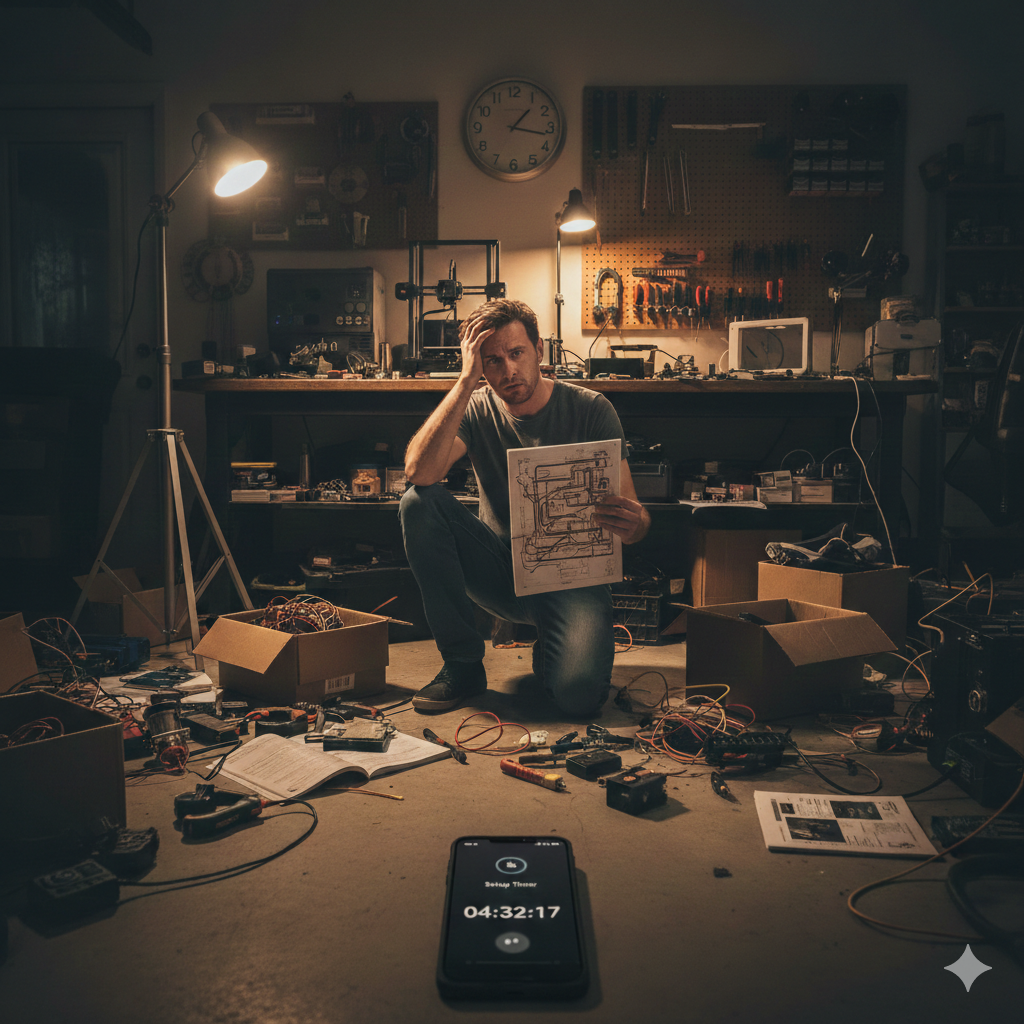 man wasting time due to unclear setup 